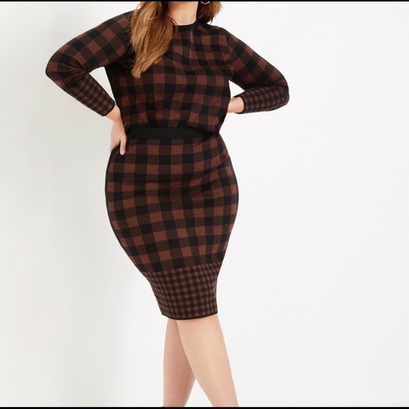 Eloquii Dresses & Skirts - Eloquii | Buffalo Plaid Sweater Column Skirt NWT